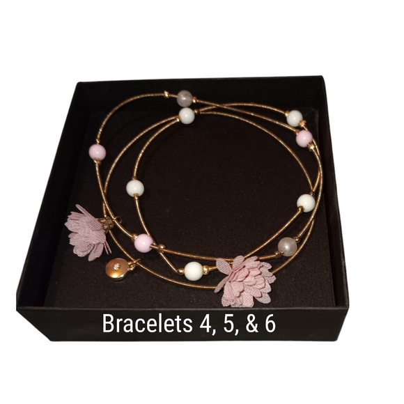 6 Piece Pink & Gold Stretchy Beaded Bracelet Set, NWOT - Picture 5 of 6